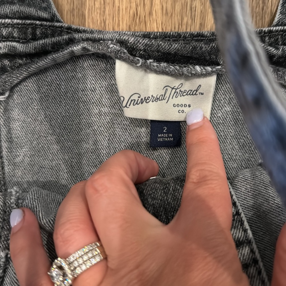 Target Universal Thread Gray Distressed Overalls - image 3